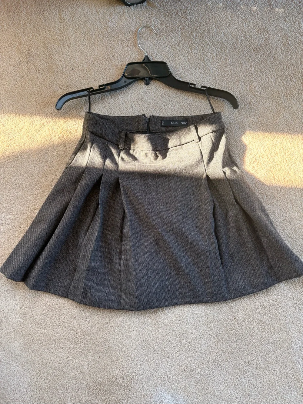 Mango Gray Pleated Skater Mini Skirt - Picture 3 of 3
